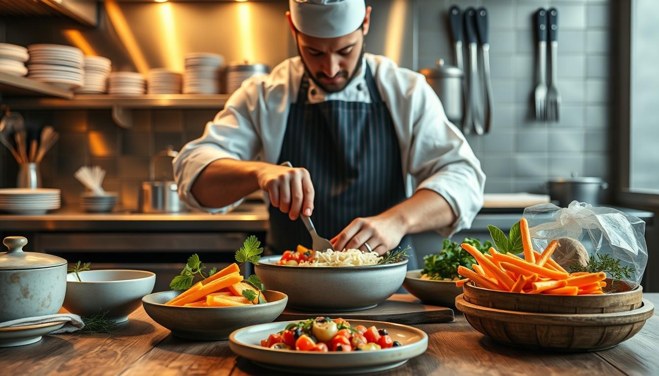 Home cook preparing ingredients in the kitchen